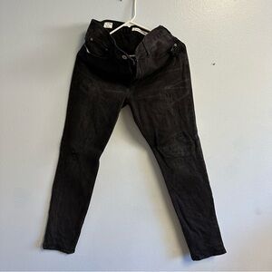 Pacsun Stacked Skinny Black Slightly Distressed Jeans